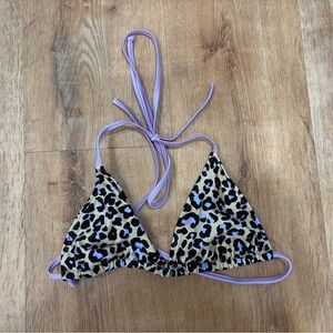 Leopard Print Kids Swim Top with Purple Accents